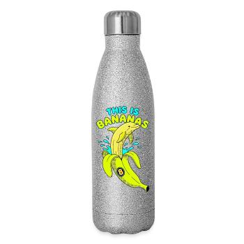 This Is Bananas 8. Geburtstag Delfin - Glitzer Isolierflasche 500 ml - Silber Glitzer - Rechts