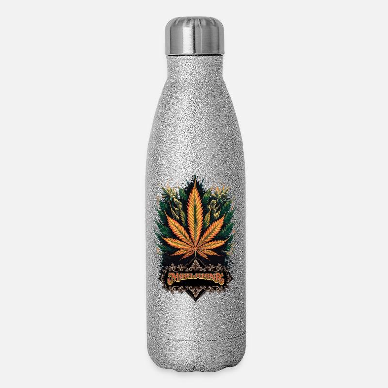 Marijuana - Glitzer Isolierflasche 500 ml - Silber Glitzer