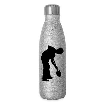 Hard Working Groundworker – Digging Crew - Glitter Thermal Bottle 500 ml - silver glitter - Right