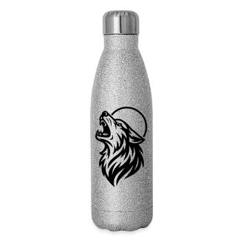 loup hurlant - Gourde isotherme pailletée 500 ml - paillettes argentées - Droite