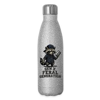 Retro Raccoon Gen X Feral Generation - Glitter Thermal Bottle 500 ml - silver glitter - Right