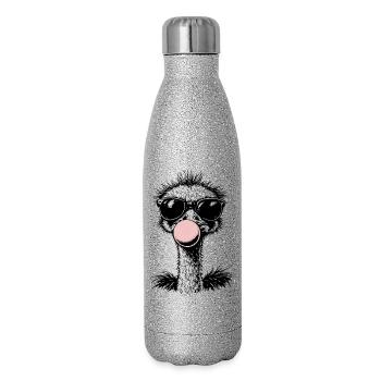 Cool Ostrich Blowing Bubblegum - Glitter Thermal Bottle 500 ml - silver glitter - Right