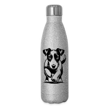 Jack Russell Terrier - Gourde isotherme pailletée 500 ml - paillettes argentées - Droite