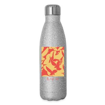 Fly High Bird - Graphique abstrait d’oiseau en mouvement - Gourde isotherme pailletée 500 ml - paillettes argentées - Droite