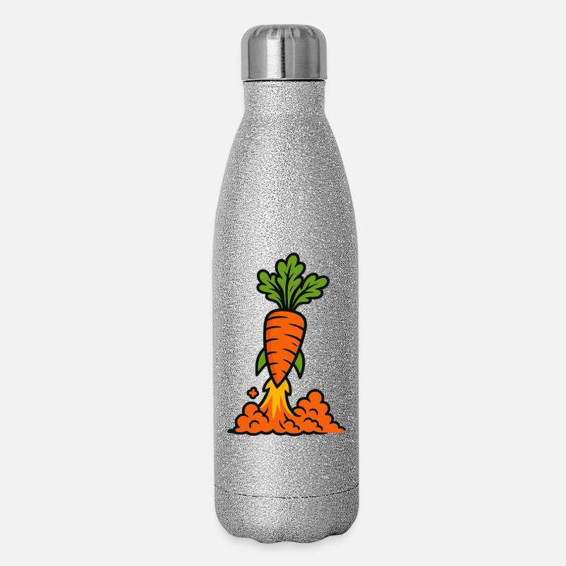 Karotten-Start-Modus - Glitzer Isolierflasche 500 ml - Silber Glitzer