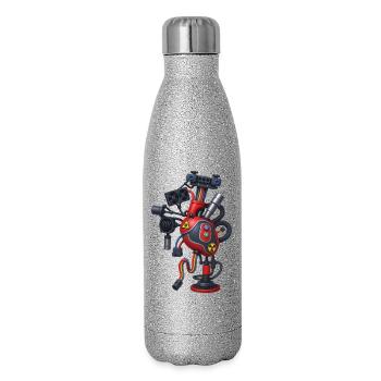 NERD HEART – Geek & Science-Fiction - Glitzer Isolierflasche 500 ml - Silber Glitzer - Rechts