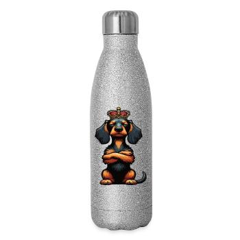 Rauhaardackel Dackel Dackelbesitzer Teckel Tekkel - Glitzer Isolierflasche 500 ml - Silber Glitzer - Rechts