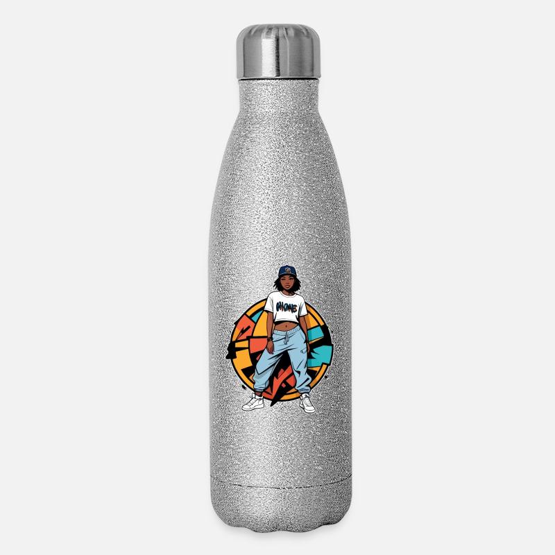 B-Girl Graffiti - Glitzer Isolierflasche 500 ml - Silber Glitzer