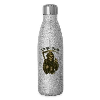 Old school mower – SEE YOU SOON - Glitter Thermal Bottle 500 ml - silver glitter - Right