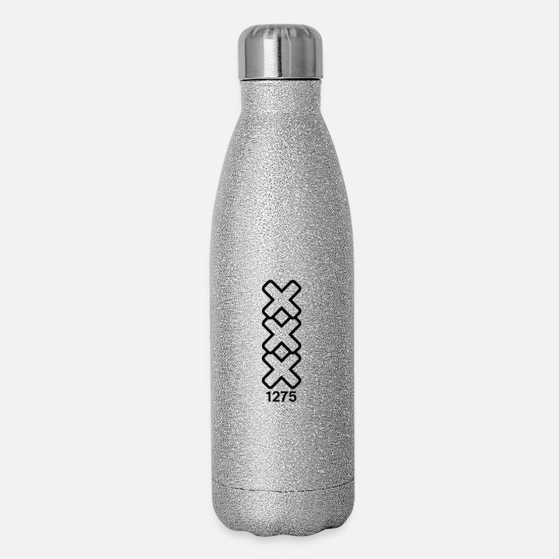 Amsterdam Black Est 1275 - Glitzer Isolierflasche 500 ml - Silber Glitzer