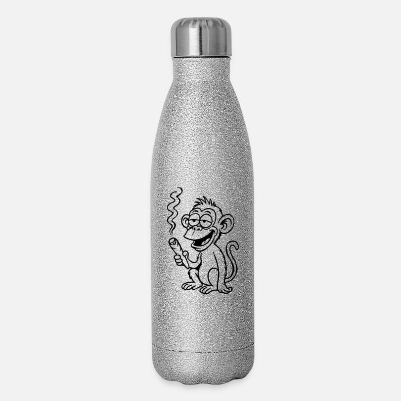 The monkey aims a little differently - Glitter Thermal Bottle 500 ml - silver glitter