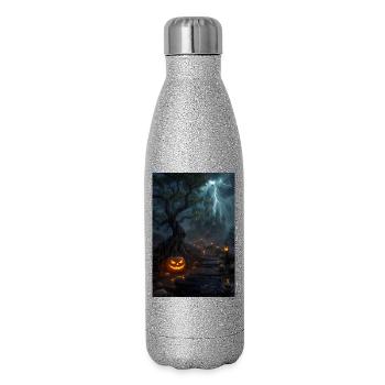 Stormy Halloween Castle with Lanterns - Glitter Thermal Bottle 500 ml - silver glitter - Right