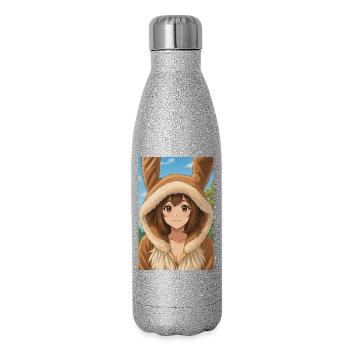Hase Hoodie Anime Charme - Glitzer Isolierflasche 500 ml - Silber Glitzer - Rechts
