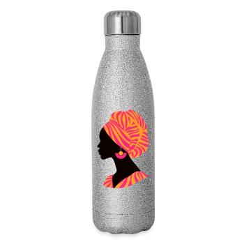 Africa African Woman Traditional Design - Glitter Thermal Bottle 500 ml - silver glitter - Right