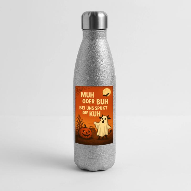 Spukkuh Halloween: MuH oder Buh Glitzer Isolierflasche 500 ml