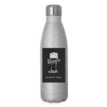 No Light Beer Allowed – Dunkles Bier Design - Glitzer Isolierflasche 500 ml - Silber Glitzer - Rechts