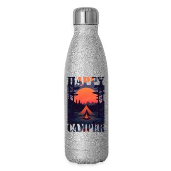 Campeur heureux - Gourde isotherme pailletée 500 ml - paillettes argentées - Droite