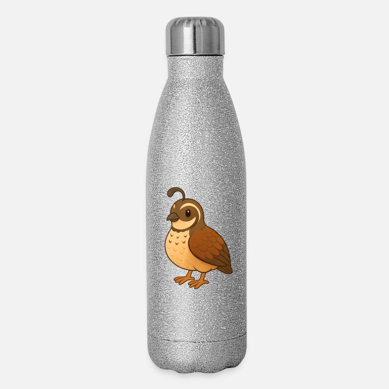 Caille - Gourde isotherme pailletée 500 ml - paillettes argentées