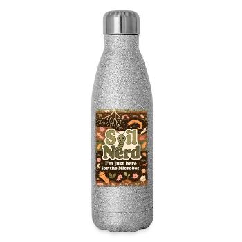 Bio Bärtner Selbstversorger Ökologischer Bauer Gar - Glitzer Isolierflasche 500 ml - Silber Glitzer - Rechts