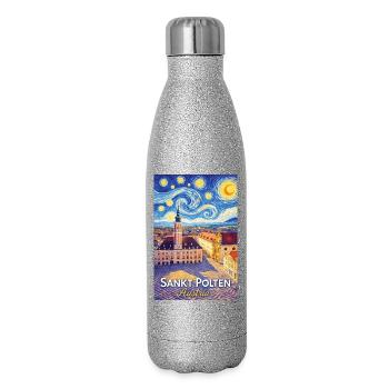 Sankt Pölten, Österreich - Glitzer Isolierflasche 500 ml - Silber Glitzer - Rechts