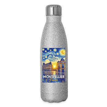 Montpellier, Frankreich - Glitzer Isolierflasche 500 ml - Silber Glitzer - Rechts