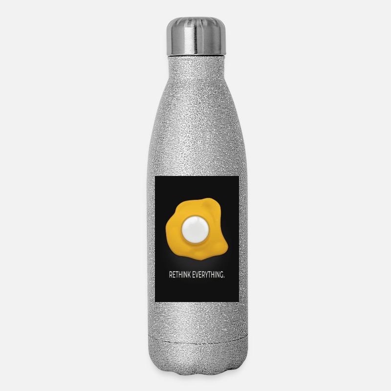 Rethink Everything Minimal Poster Ei Design - Glitzer Isolierflasche 500 ml - Silber Glitzer