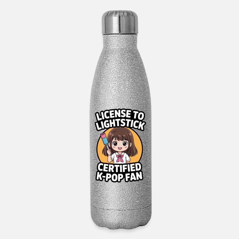 K-Pop Fan Lightstick Korea - Glitzer Isolierflasche 500 ml - Silber Glitzer