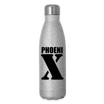 Phoenix – First Name Design | Minimal Typography - Glitzer Isolierflasche 500 ml - Silber Glitzer - Rechts