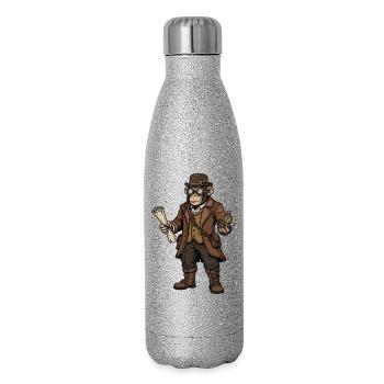 Monkey Explorer Steampunk Retro-Abenteuer - Glitzer Isolierflasche 500 ml - Silber Glitzer - Rechts
