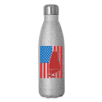 USA Windsurfing 4th of July - Glitter Thermal Bottle 500 ml - silver glitter - Right