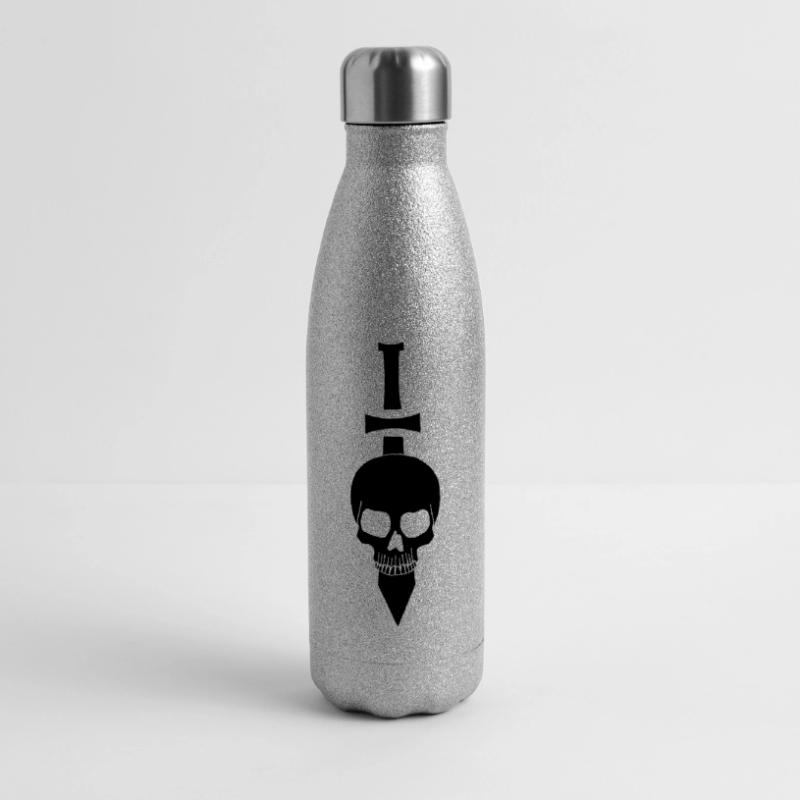 Crâne noir et épée Gourde isotherme pailletée 500 ml