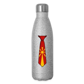 Macedonia Tie – Flaggendesign - Glitzer Isolierflasche 500 ml - Silber Glitzer - Rechts