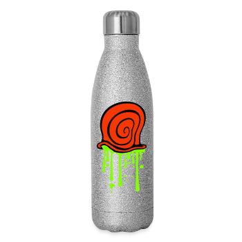 Snail shell, snail, slime, disgusting, slimy - Glitter Thermal Bottle 500 ml - silver glitter - Right