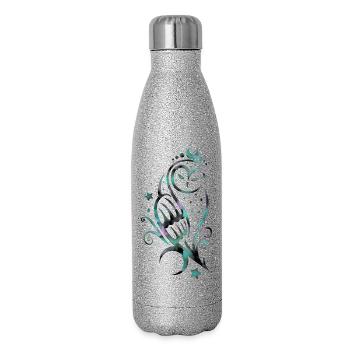Eule Schneeeule Watercolor - Glitzer Isolierflasche 500 ml - Silber Glitzer - Rechts