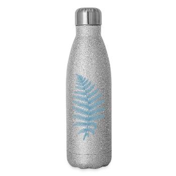 Feuille de fougère Artistic Bleue - Gourde isotherme pailletée 500 ml - paillettes argentées - Droite