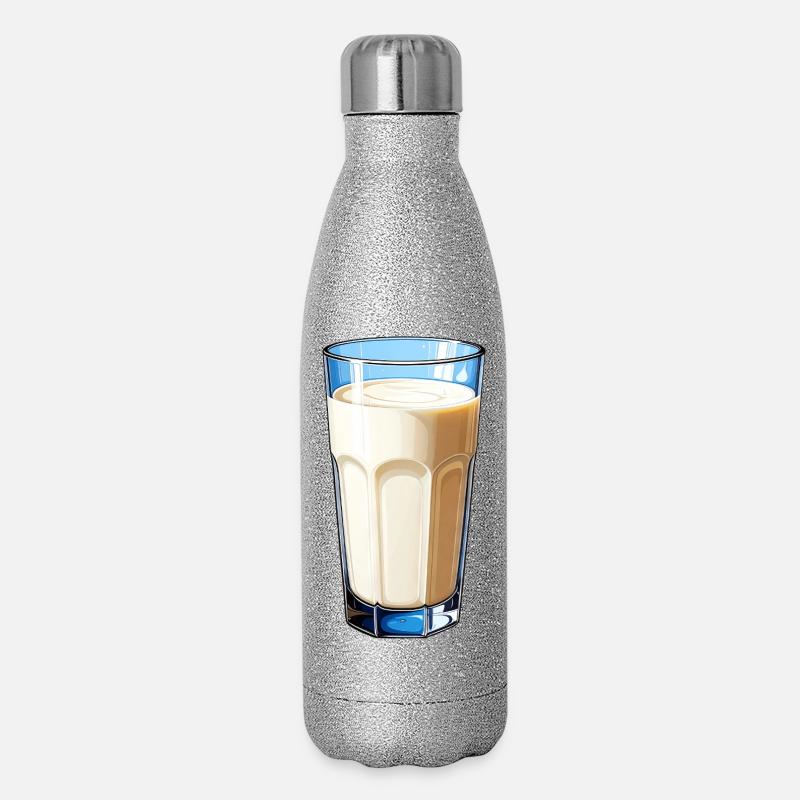 Ein Glas Milch - Glitzer Isolierflasche 500 ml - Silber Glitzer
