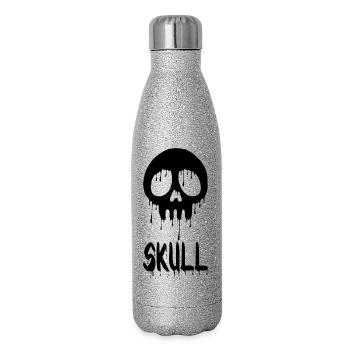 Graffiti noir tête de mort manga - Gourde isotherme pailletée 500 ml - paillettes argentées - Droite