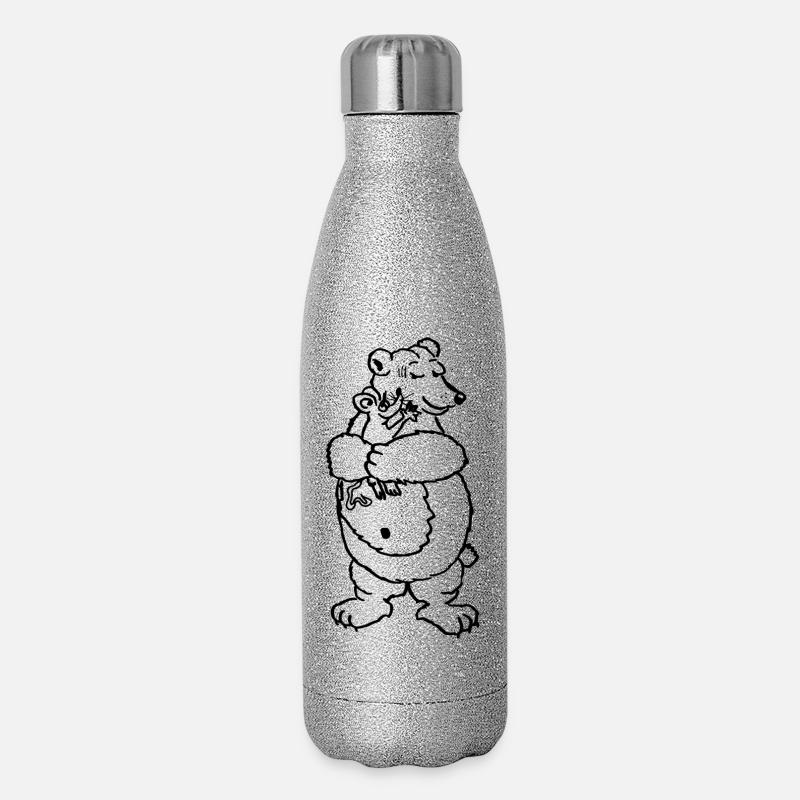 Mouse Bear Hug Love Mouse Bear - Glitter Thermal Bottle 500 ml - silver glitter