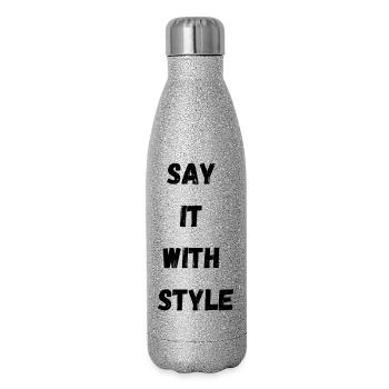 Abstract Geometric Wave Pattern - Glitter Thermal Bottle 500 ml - silver glitter - Right