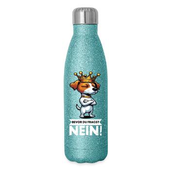 Bevor du Fragst Jack Russel terrier Jackie Terrier - Glitzer Isolierflasche 500 ml - Blau Glitzer - Rechts