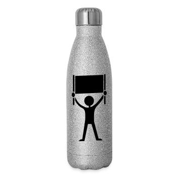 Botschaft Demonstration - Glitzer Isolierflasche 500 ml - Silber Glitzer - Rechts