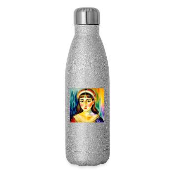Vibrant Rainbow Woman Portrait - Glitter Thermal Bottle 500 ml - silver glitter - Right