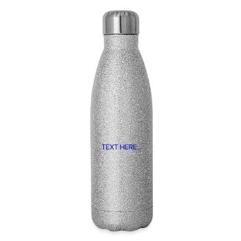 Plain Text Blue Text Print - Glitter Thermal Bottle 500 ml - silver glitter - Right
