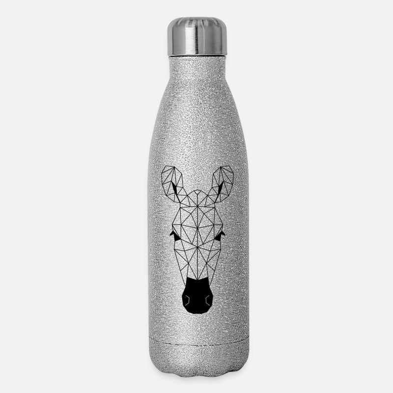Zebra Polygon - Glitzer Isolierflasche 500 ml - Silber Glitzer