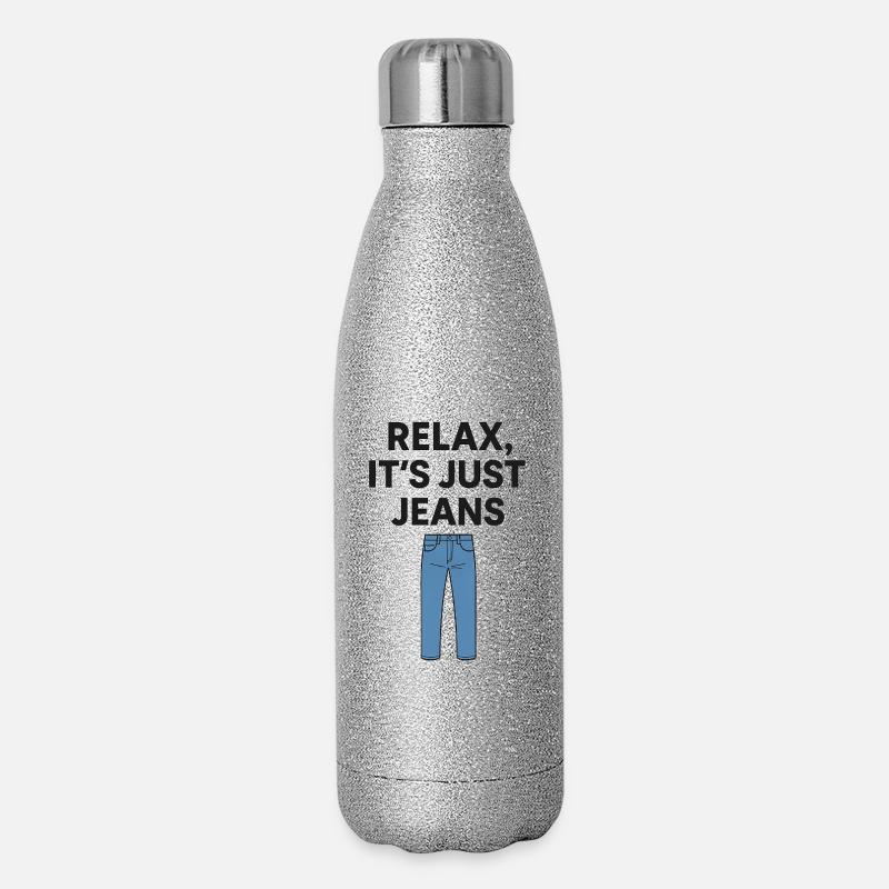 Relax It's Just Jeans Graphic Tee - Glitter Thermal Bottle 500 ml - silver glitter