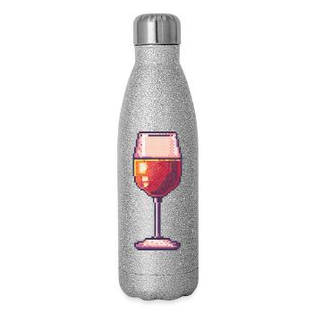Verre à vin Pixel Retro - Gourde isotherme pailletée 500 ml - paillettes argentées - Droite