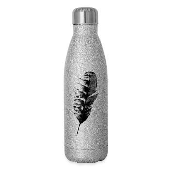 Feder Schreibfeder - Glitzer Isolierflasche 500 ml - Silber Glitzer - Rechts