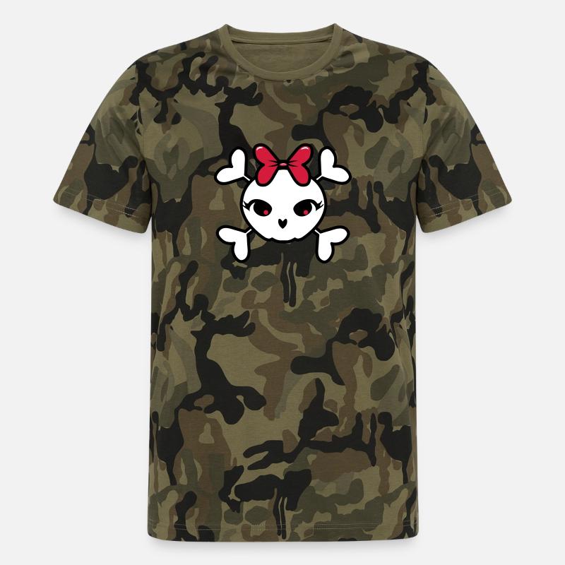 Totenkopf mädchen witzig süss - Männer Camo T-Shirt - Grün camouflage