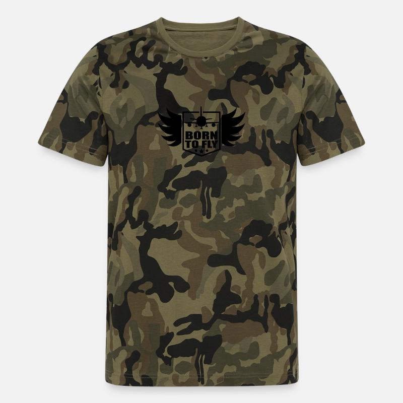 född att flyga logo flygplan pilot crest - Kamouflage-T-shirt herr - kamouflage