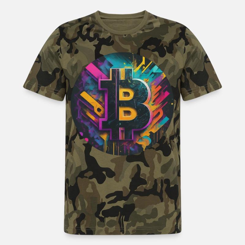 Bitcoin-Explosion der Farben - Männer Camo T-Shirt - Grün camouflage
